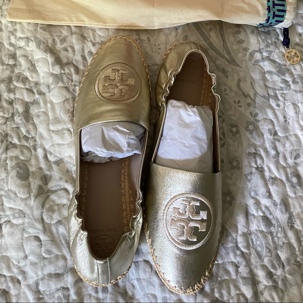 Tory Burch Gold Loafers